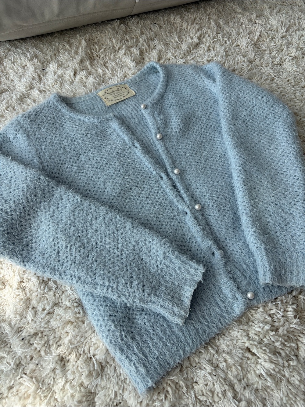 Japanese brand Light Blue Fuzzy Knit Women's Sweater